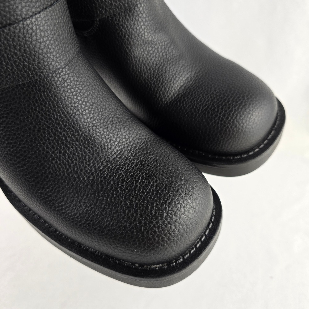 NWT Aqua Diva Women's Waterproof Leather Harness Moto Boot Lined Black 6 - Picture 9 of 16